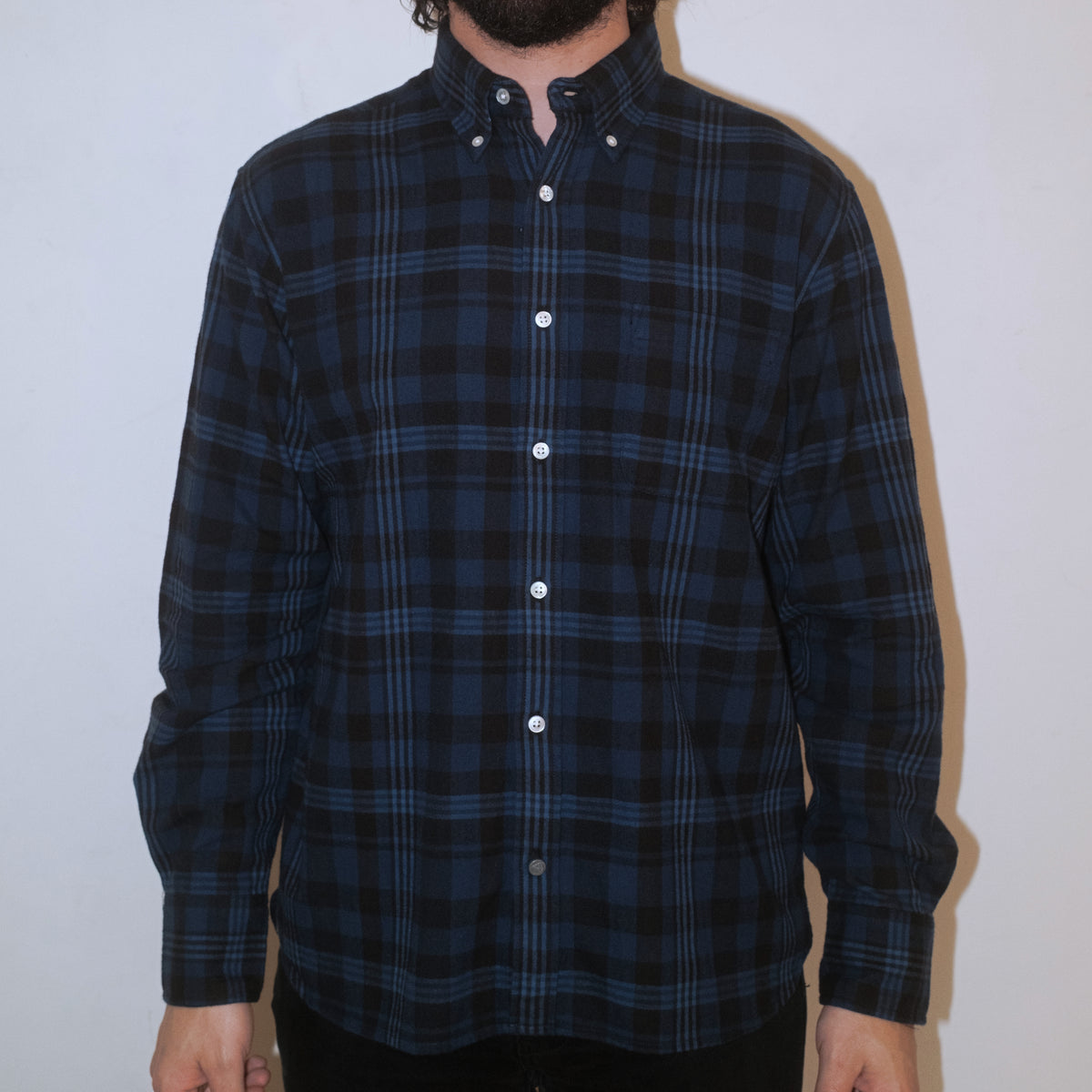 Madras Button Down Shirt / Indigo Blue Check