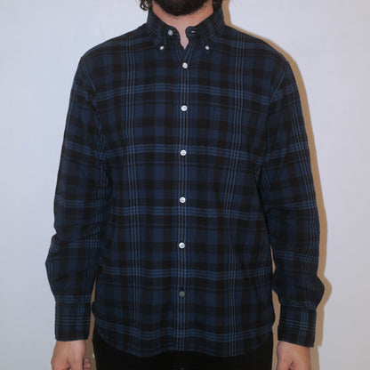 Madras Button Down Shirt / Indigo Blue Check