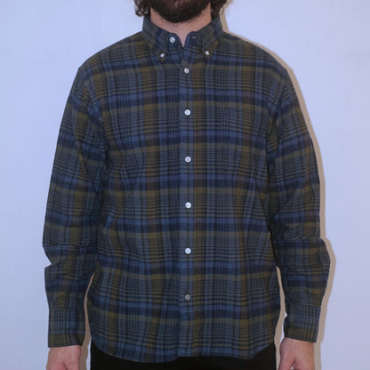 Madras Button Down Shirt / Indigo Olive Check