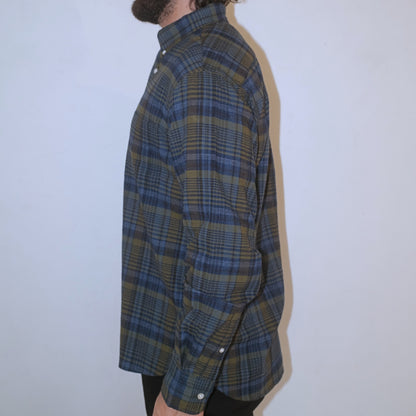 Madras Button Down Shirt / Indigo Olive Check