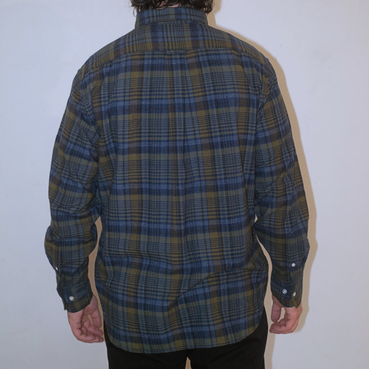 Madras Button Down Shirt / Indigo Olive Check