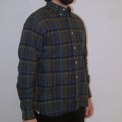 Madras Button Down Shirt / Indigo Olive Check