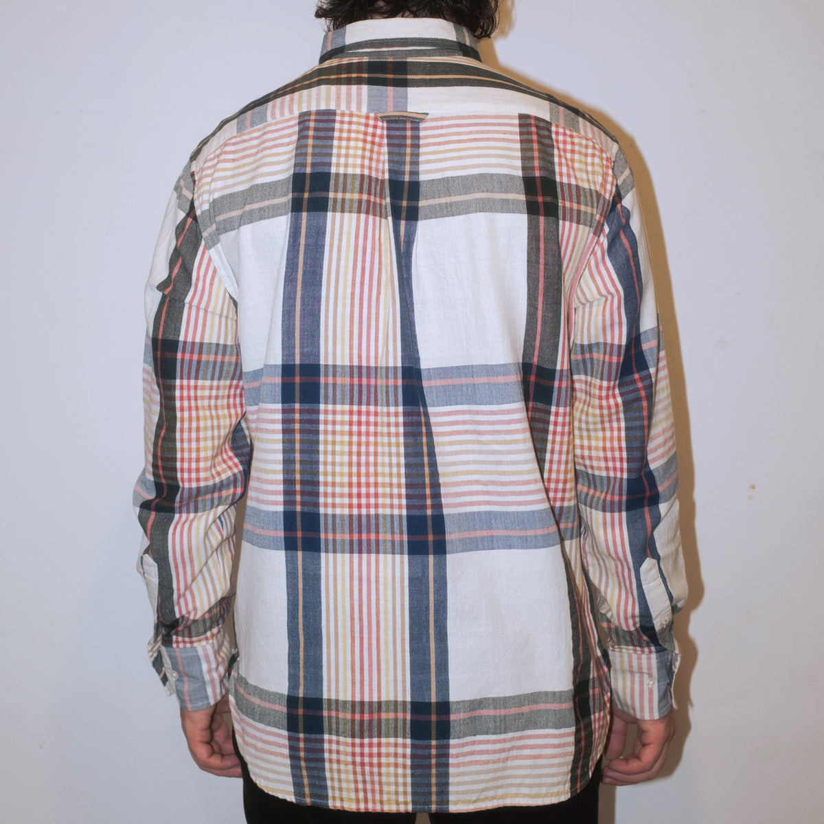 Madras Button Down Shirt / Natural Blue Check