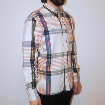 Madras Button Down Shirt / Natural Blue Check