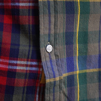 Madras Button Down Shirt / Olive Red Check