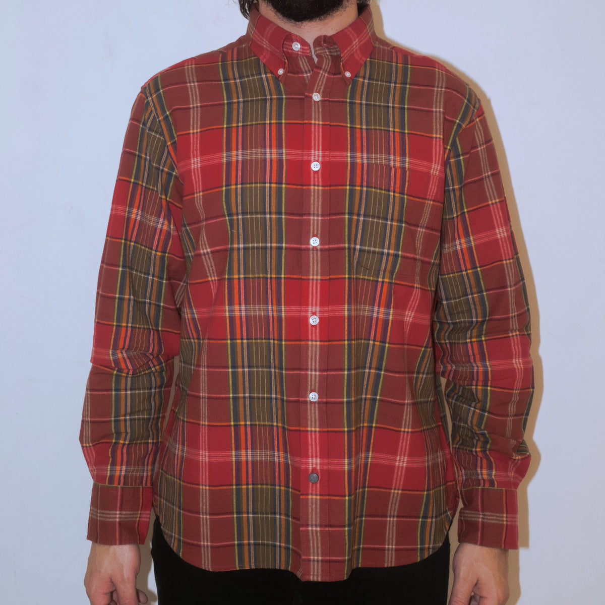 Madras Button Down Shirt / Red Check