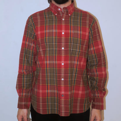 Madras Button Down Shirt / Red Check