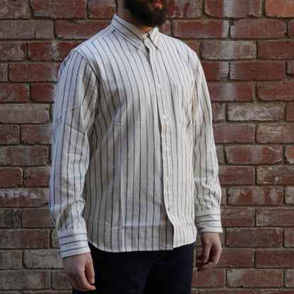 Madras Button Down Shirt / White Stripe