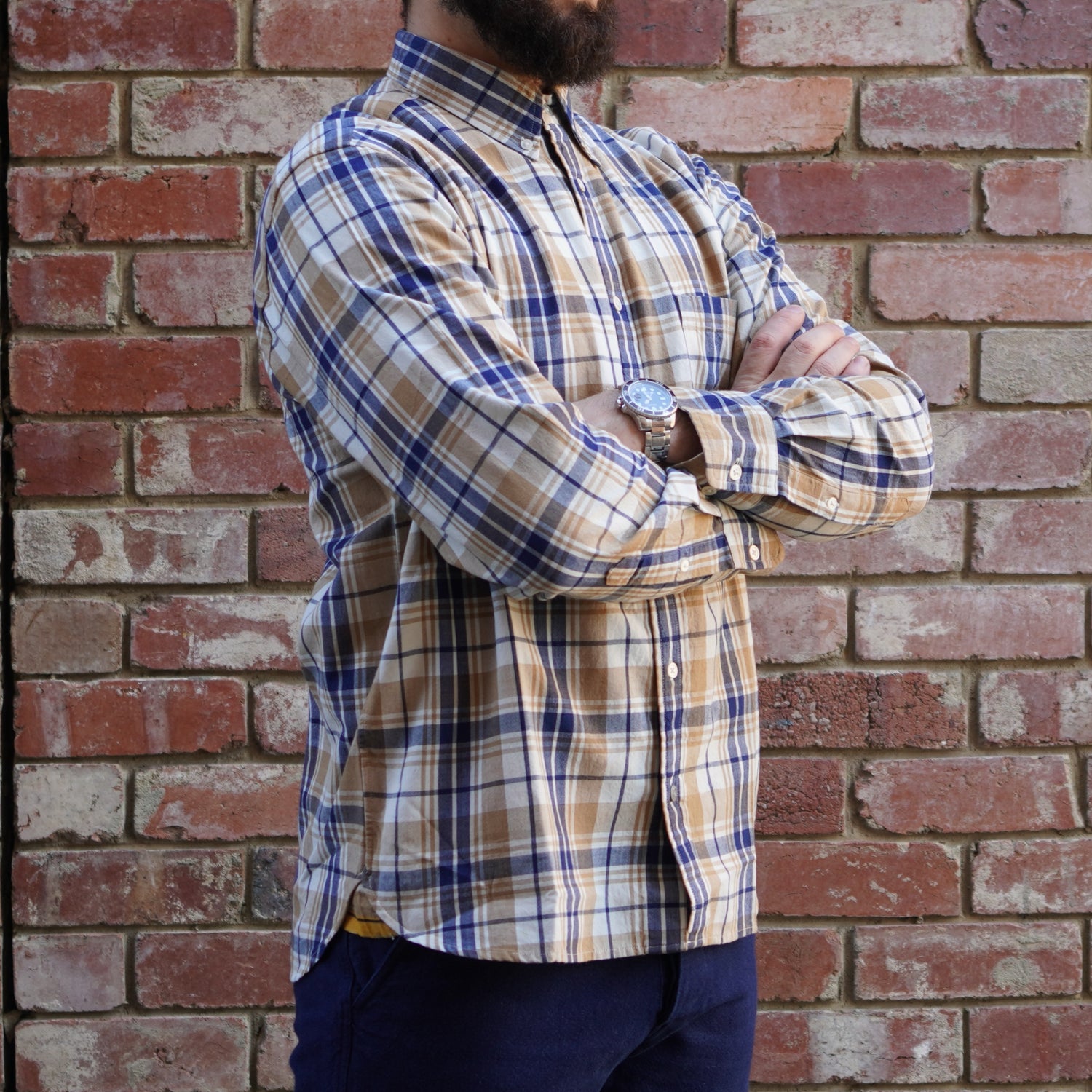 Madras Button Down Shirt / Yellow check