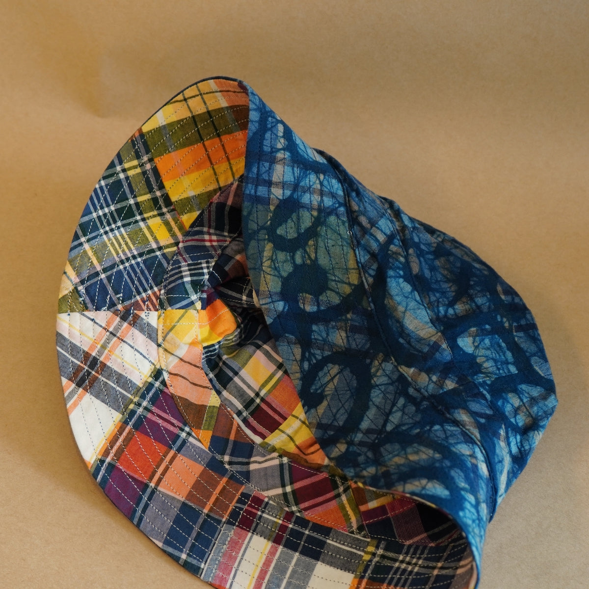 Reversible Bucket Hat / Multi Check / Indigo Print