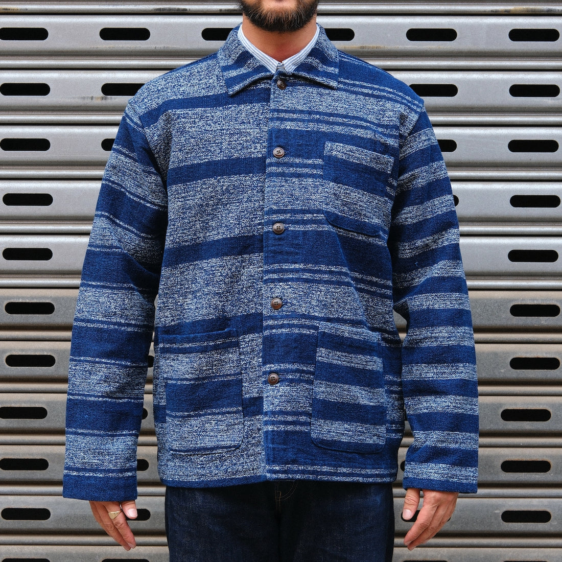 Stout Shirt Jacket / Navy Stripe