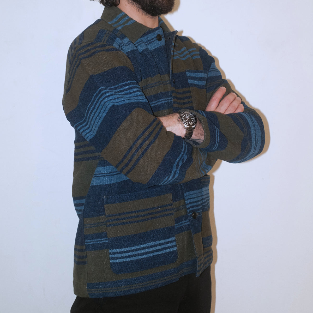 Stout Shirt Jacket / Olive Multi Stripe
