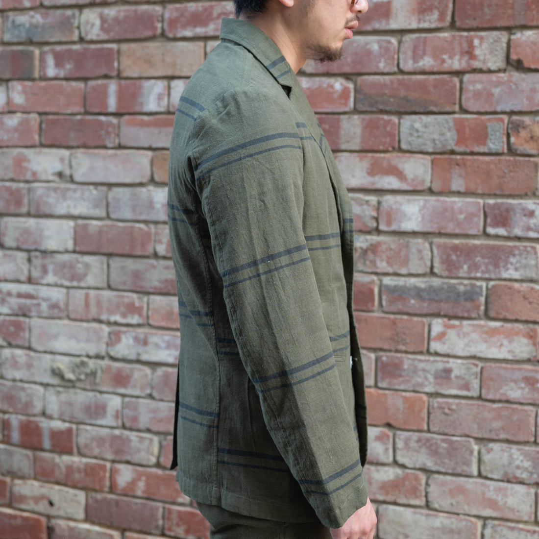 Two Button Jacket / Olive Stripe