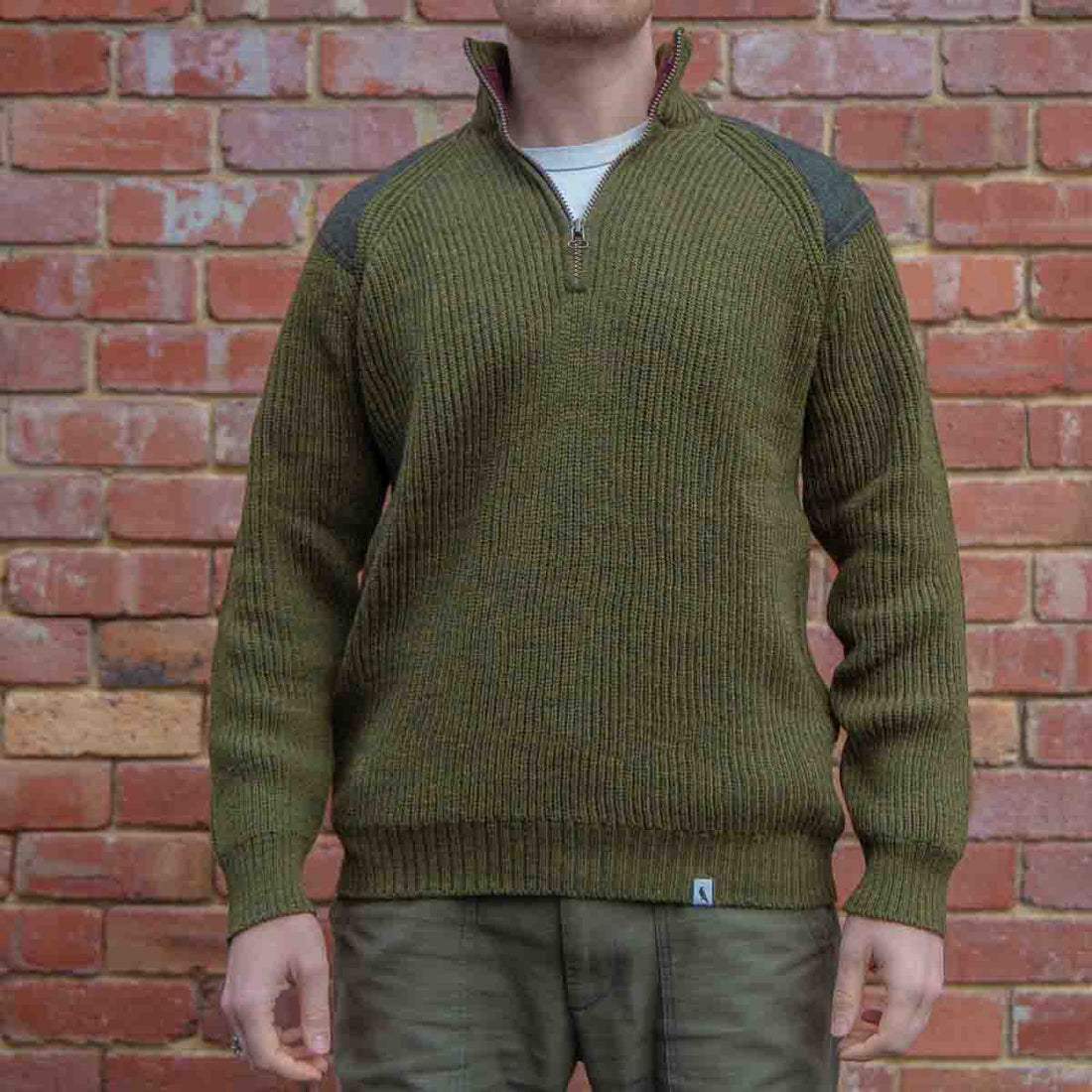 Foxton Zip Neck Pullover / Olive