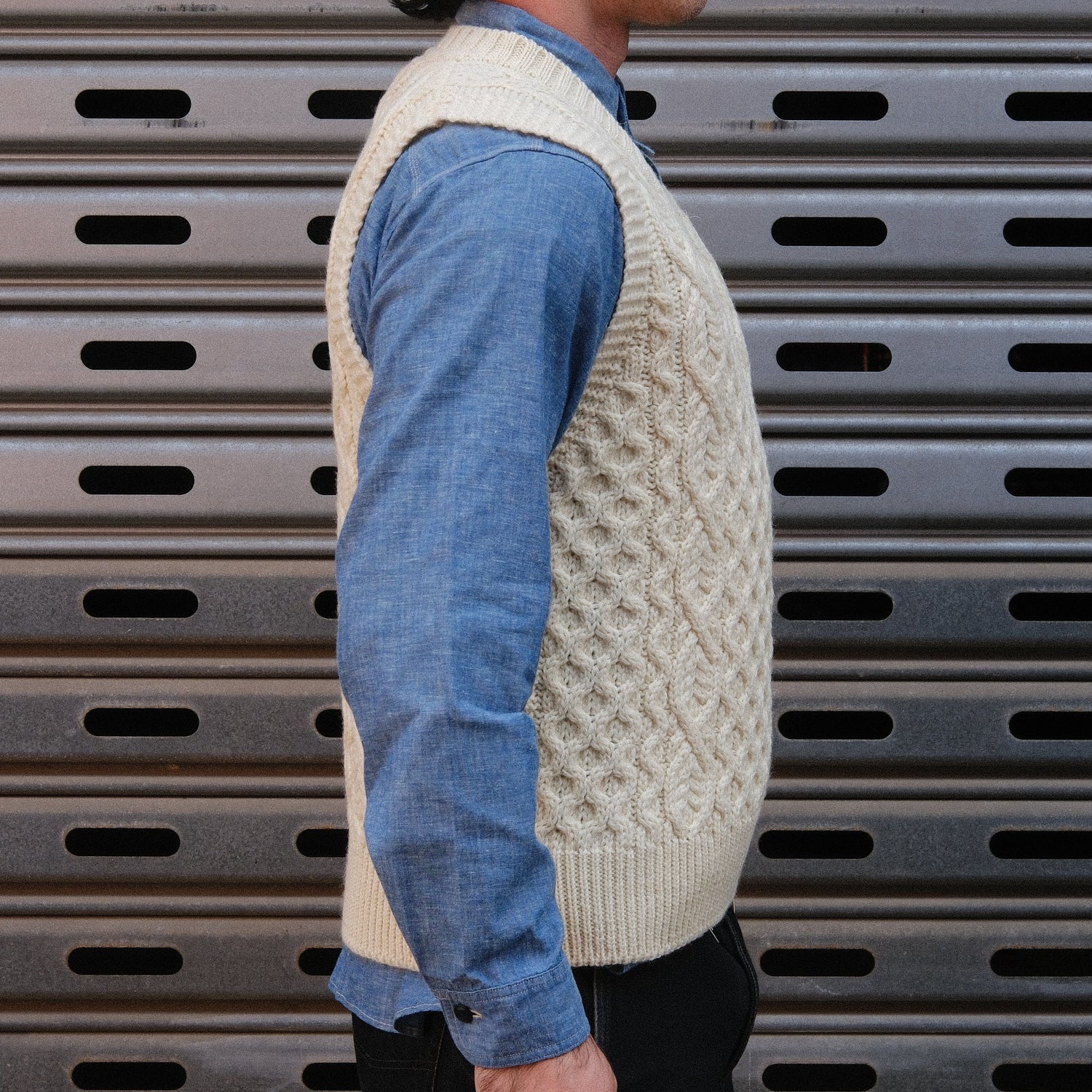 Hudson Aran Vest / Ecru