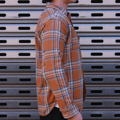 1930s Flannel Shirt / Orange &amp; Brown