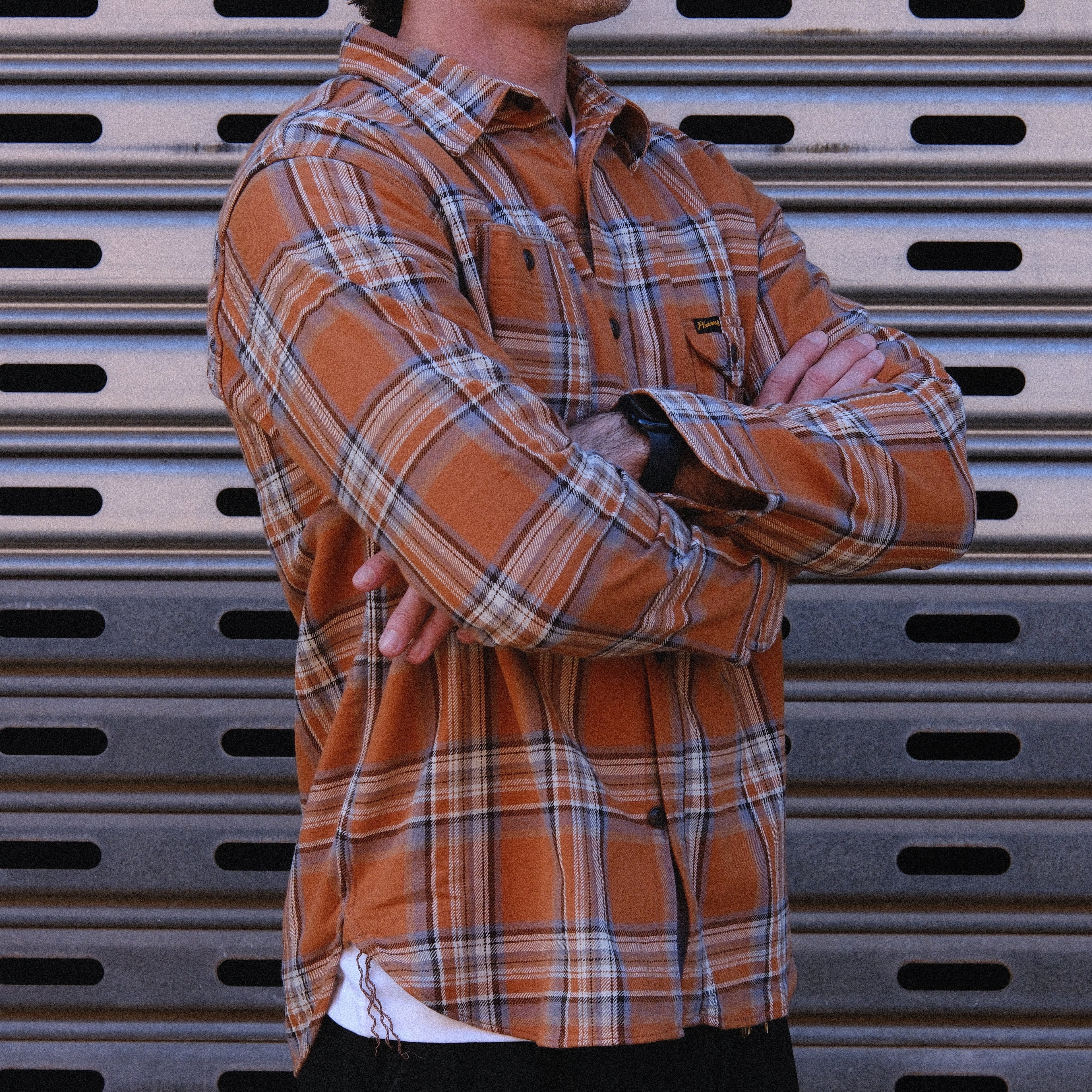 1930s Flannel Shirt / Orange &amp; Brown