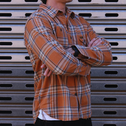 1930s Flannel Shirt / Orange &amp; Brown