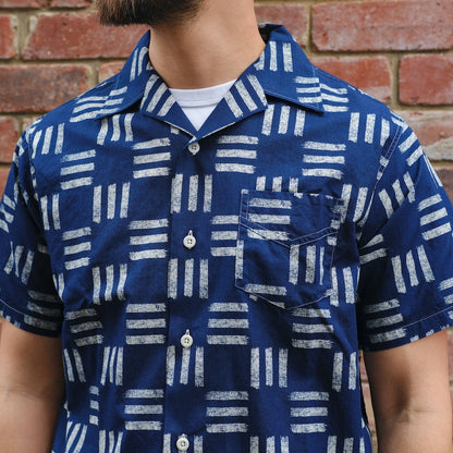 25S-PIS1 / Hawaiian Shirt / Indigo Check