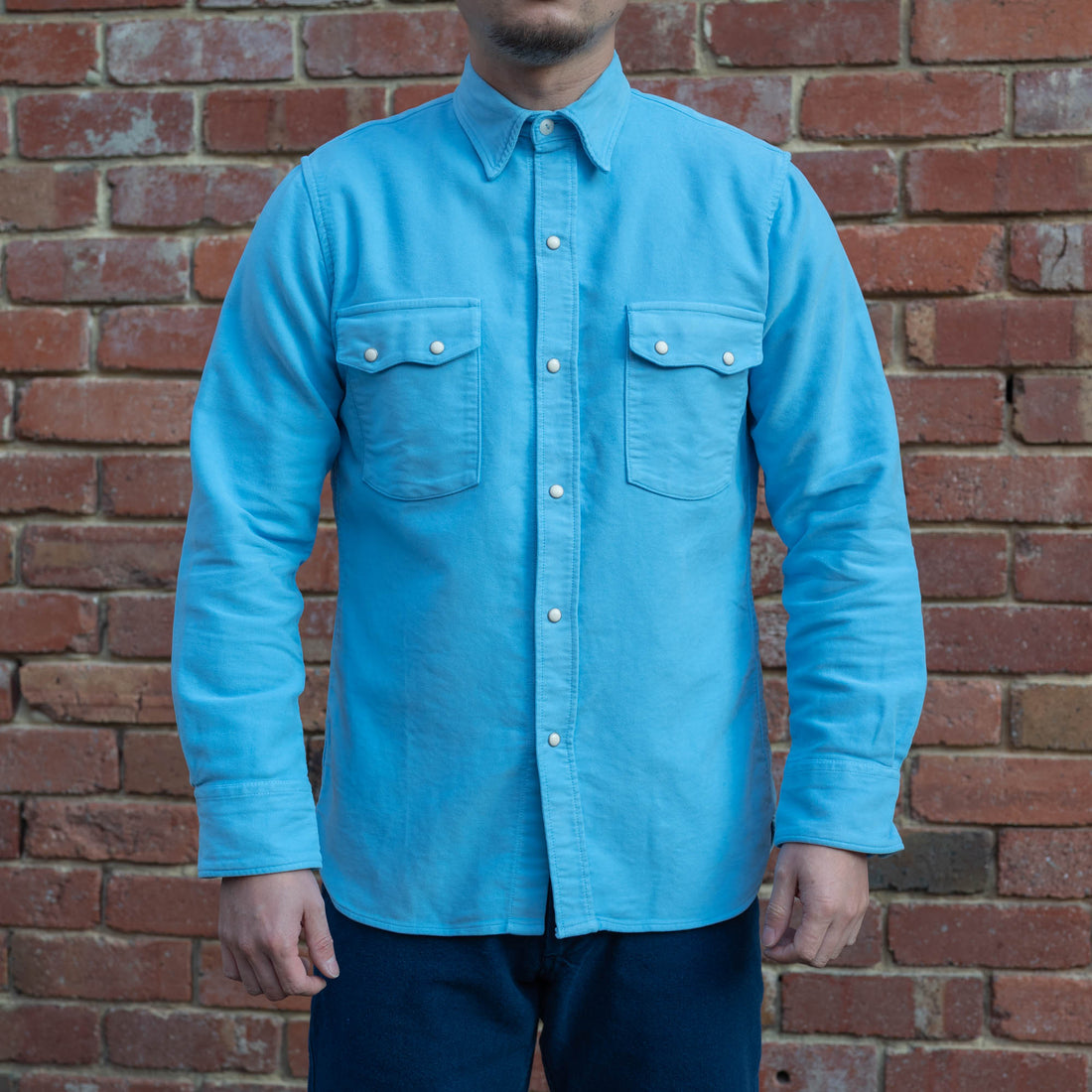Pearl Snap Shirt / Ox Blue Moleskin