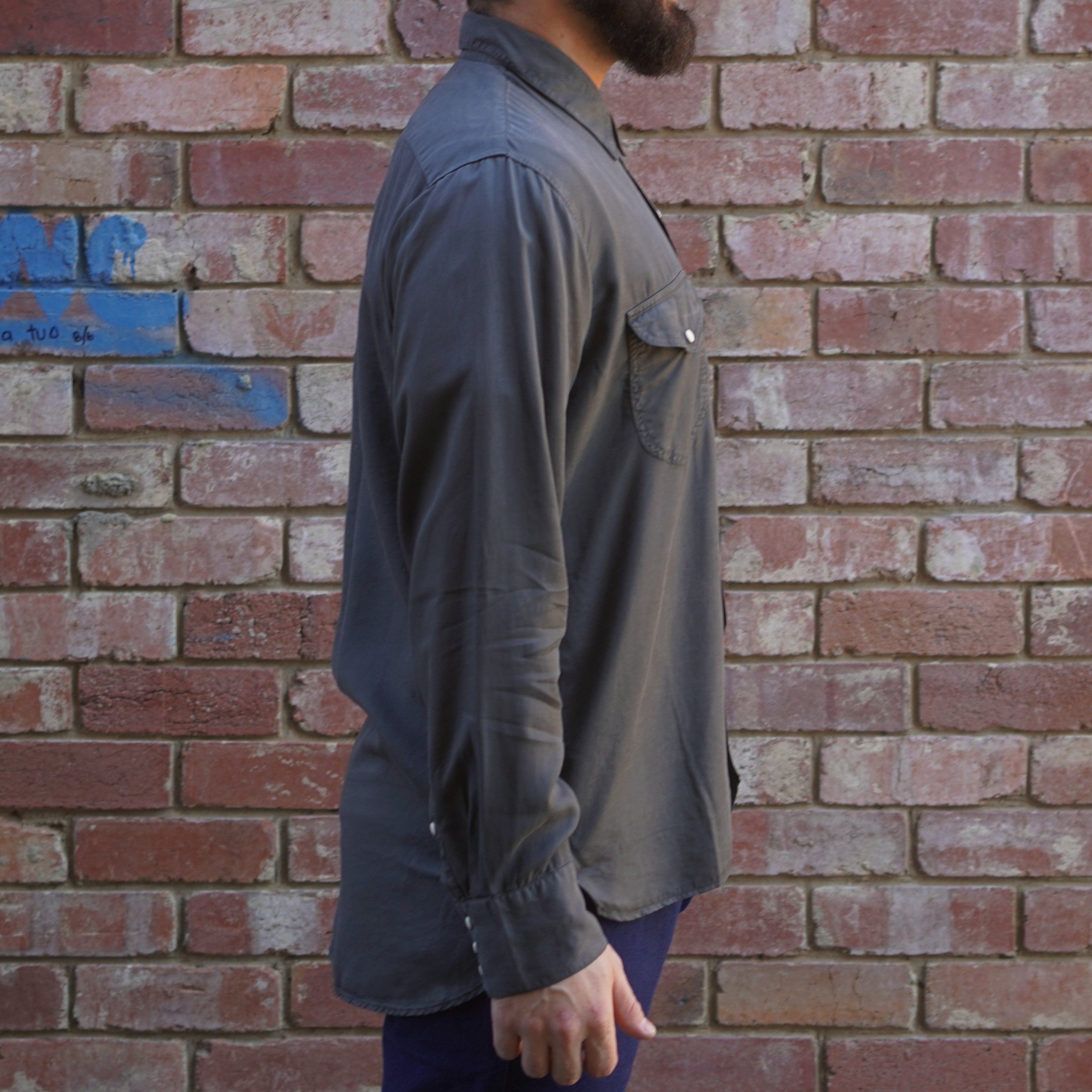 Tencel Gabardine Shirt / Faded Black
