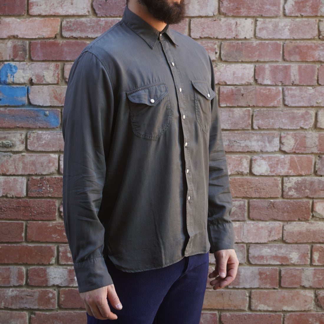 Tencel Gabardine Shirt / Faded Black