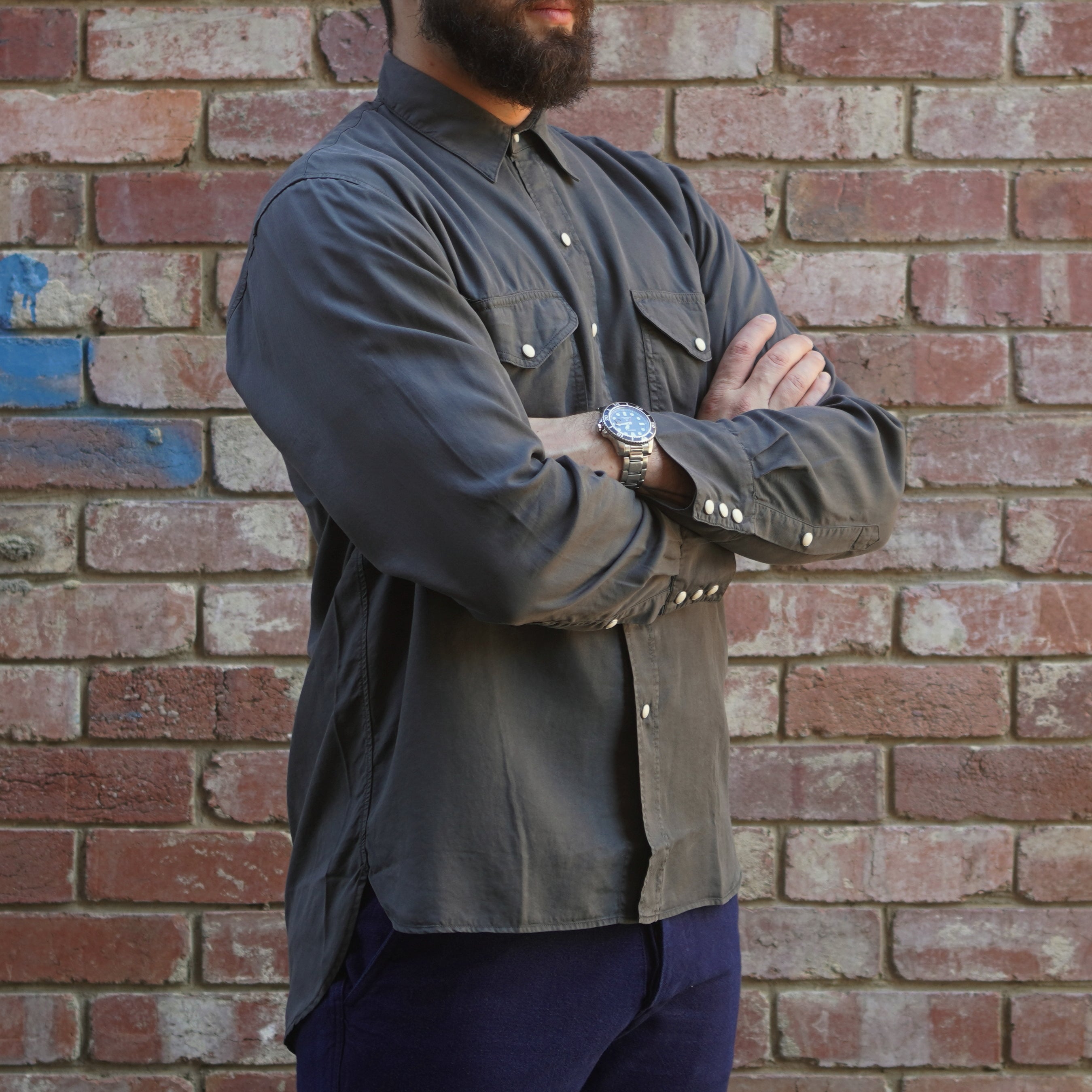 Tencel Gabardine Shirt / Faded Black