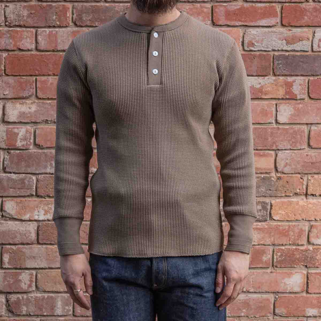 Henley Waffle Tee / Khaki