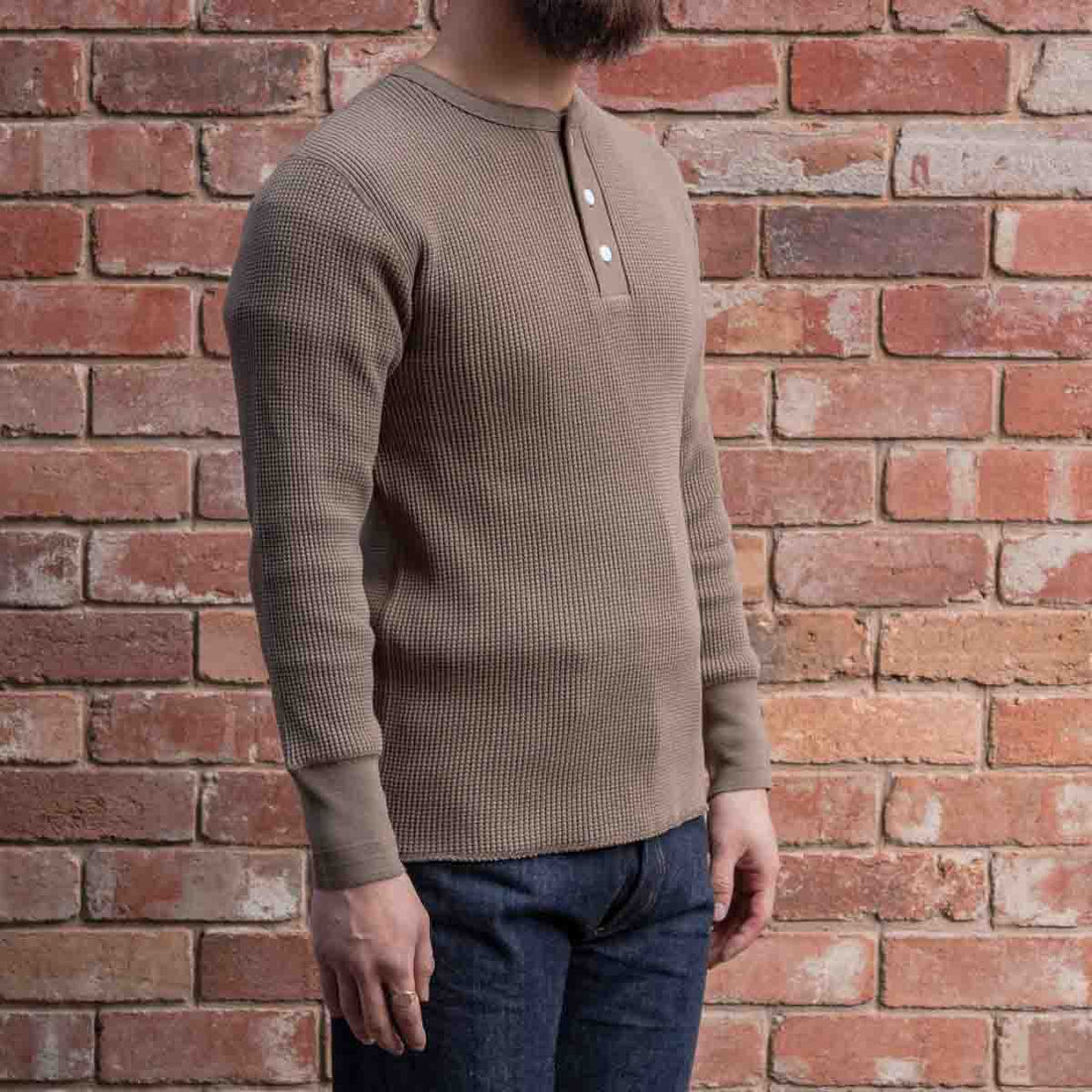 Henley Waffle Tee / Khaki