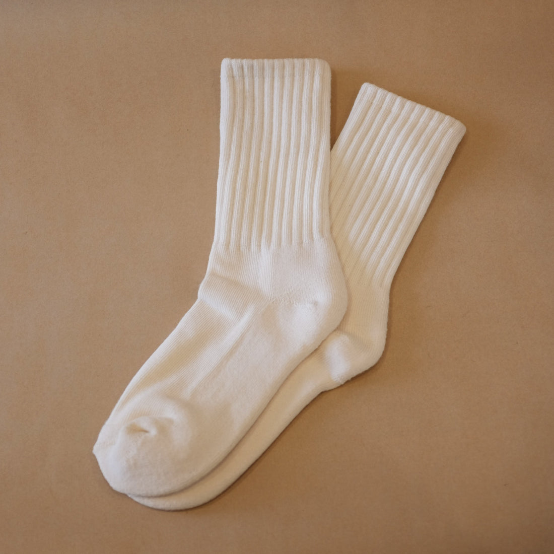 Natural Cotton Half Pile Socks / White