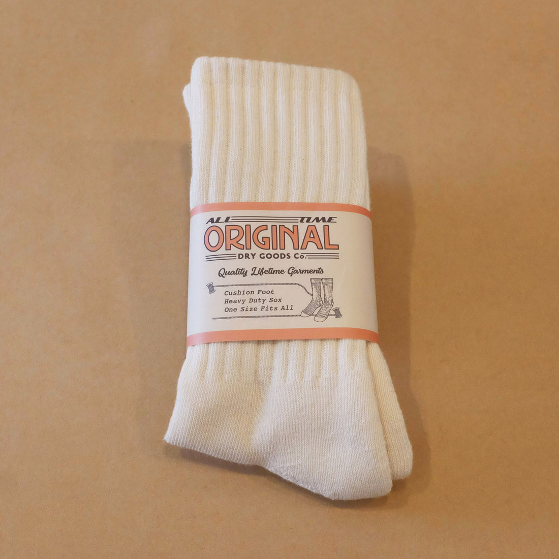 Natural Cotton Half Pile Socks / White