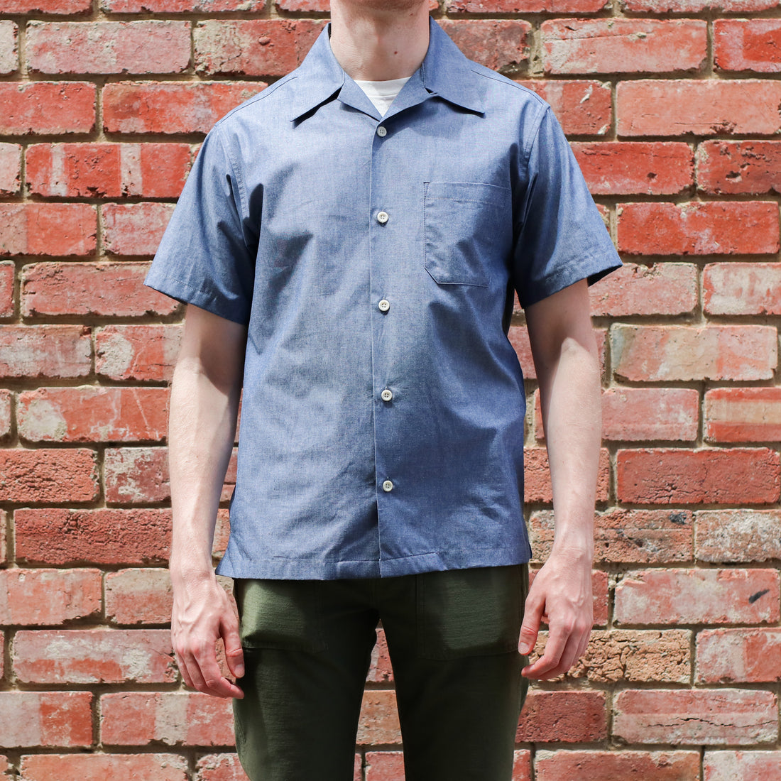 Chambray Short Sleeves Shirt / Blue