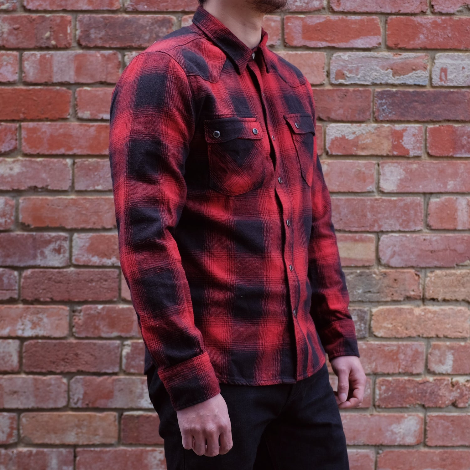 Modern Western Shirt / Red Shadow Plaid