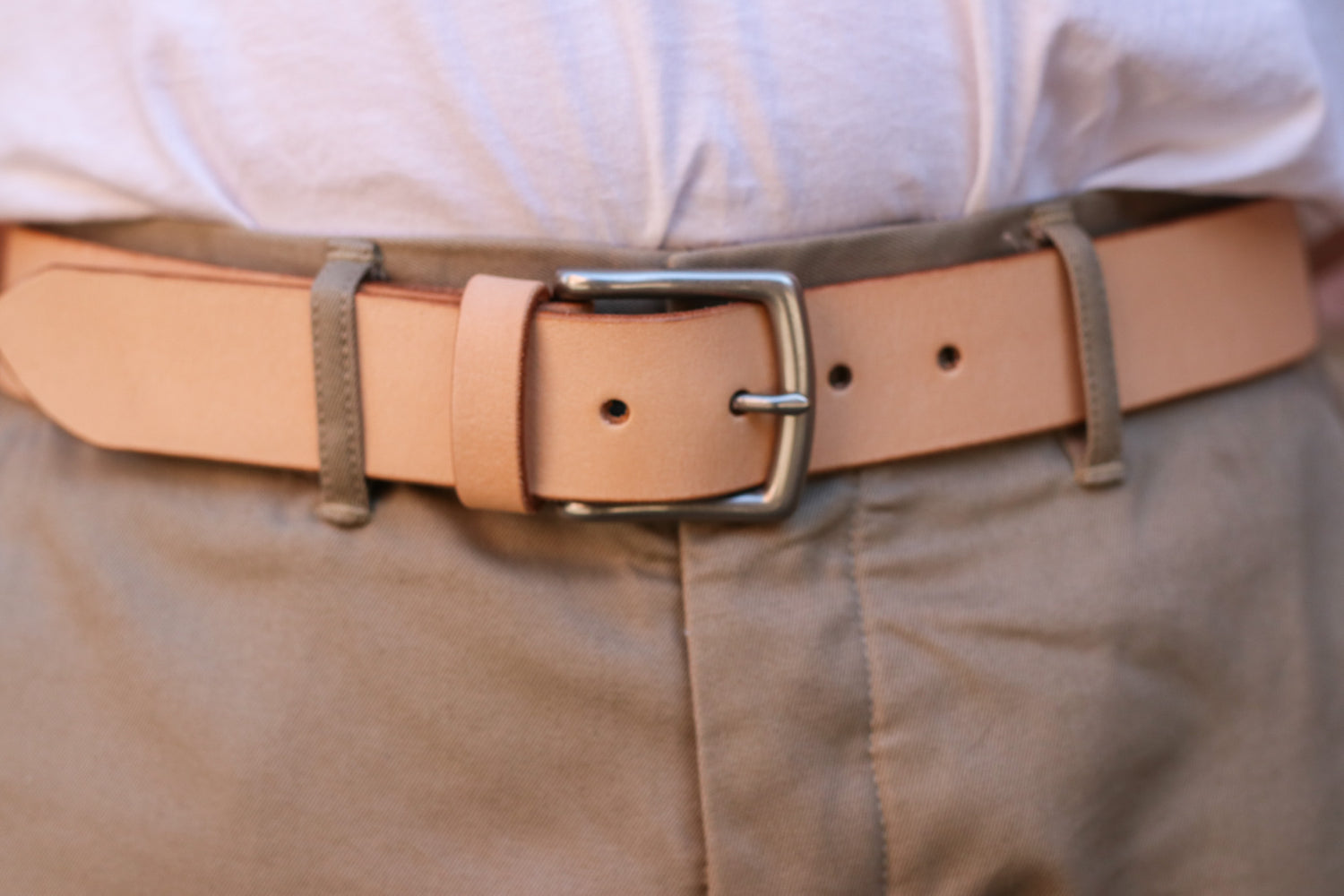 Matt Silver Buckle / Wide Nature Tan