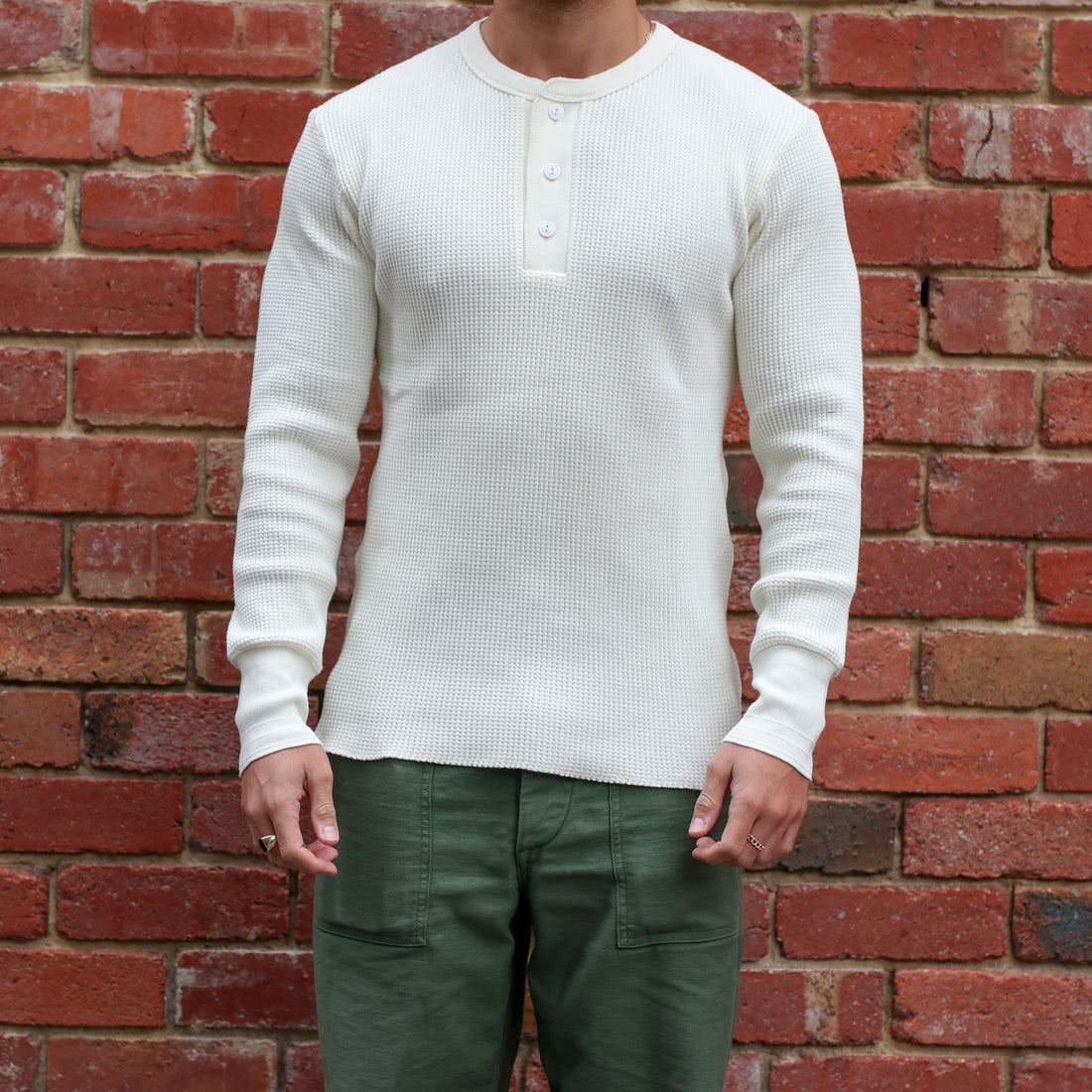 Henley Waffle Tee / Off White