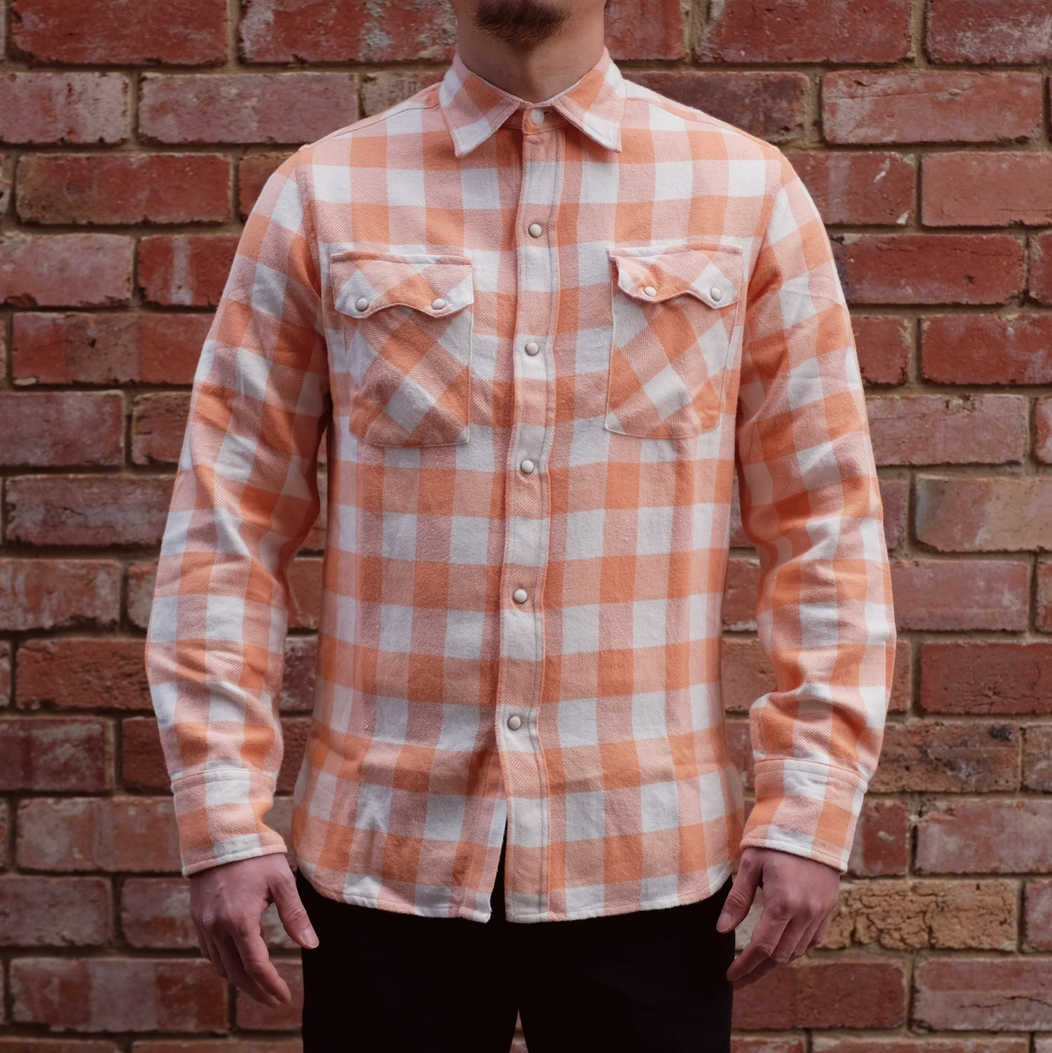 Flannel Work Shirt / Orange Plaid Flannel