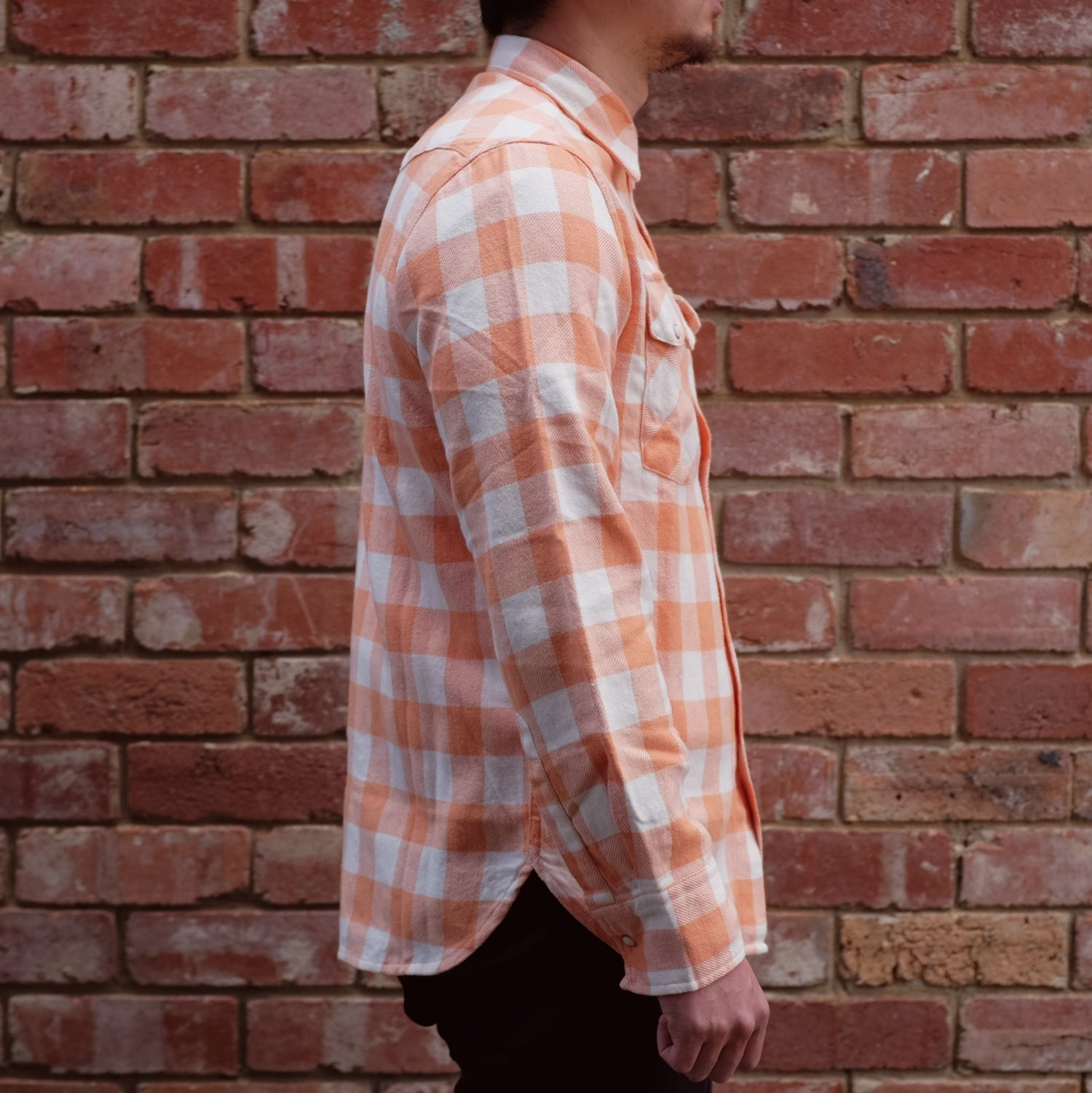 Flannel Work Shirt / Orange Plaid Flannel