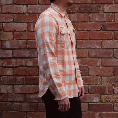 Flannel Work Shirt / Orange Plaid Flannel